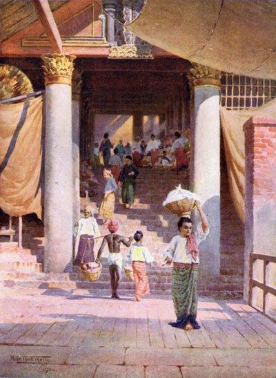 Les marches de la pagode, Rangoon - Robert George Talbot Kelly